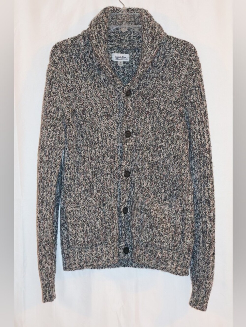 Goodfellow & Co. Gray Cozy Marled Chunky-Knit Shawl Collar Cardigan.